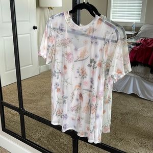 ASOS MATERNITY mesh shirt pregnancy floral beige